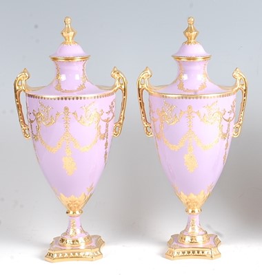 Lot 1063 - A pair of Lynton Porcelain Co pedestal vases...