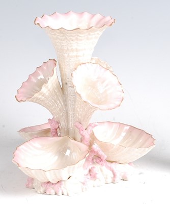 Lot 1082 - A second period Belleek porcelain Marine vase,...