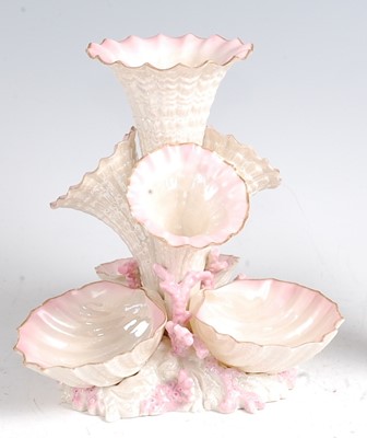 Lot 1082 - A second period Belleek porcelain Marine vase,...
