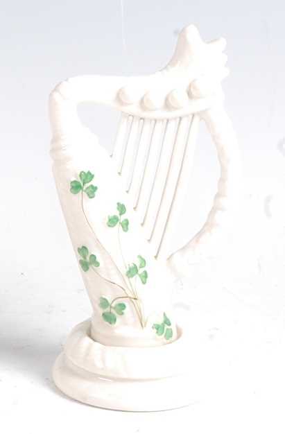Lot 1083 - A second period Belleek Harp, decorated with...