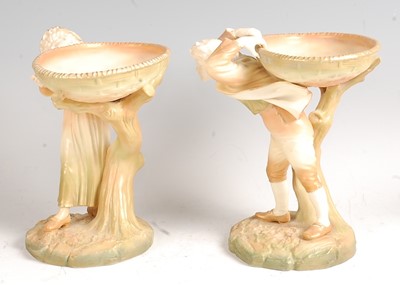 Lot 1028 - A pair of Hadley Worcester figures in the Kate...