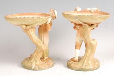 Lot 1028 - A pair of Hadley Worcester figures in the Kate...