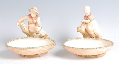 Lot 1029 - A pair of Hadley Worcester Queen Anne boy and...