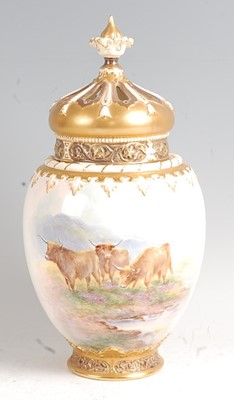 Lot 1016 - A Royal Worcester crown-top pot pourri jar...