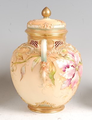 Lot 1018 - A Royal Worcester porcelain pot pourri vase...