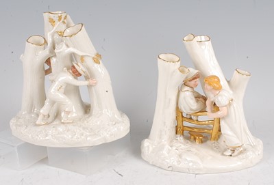 Lot 1037 - A pair of Royal Worcester porcelain groups,...