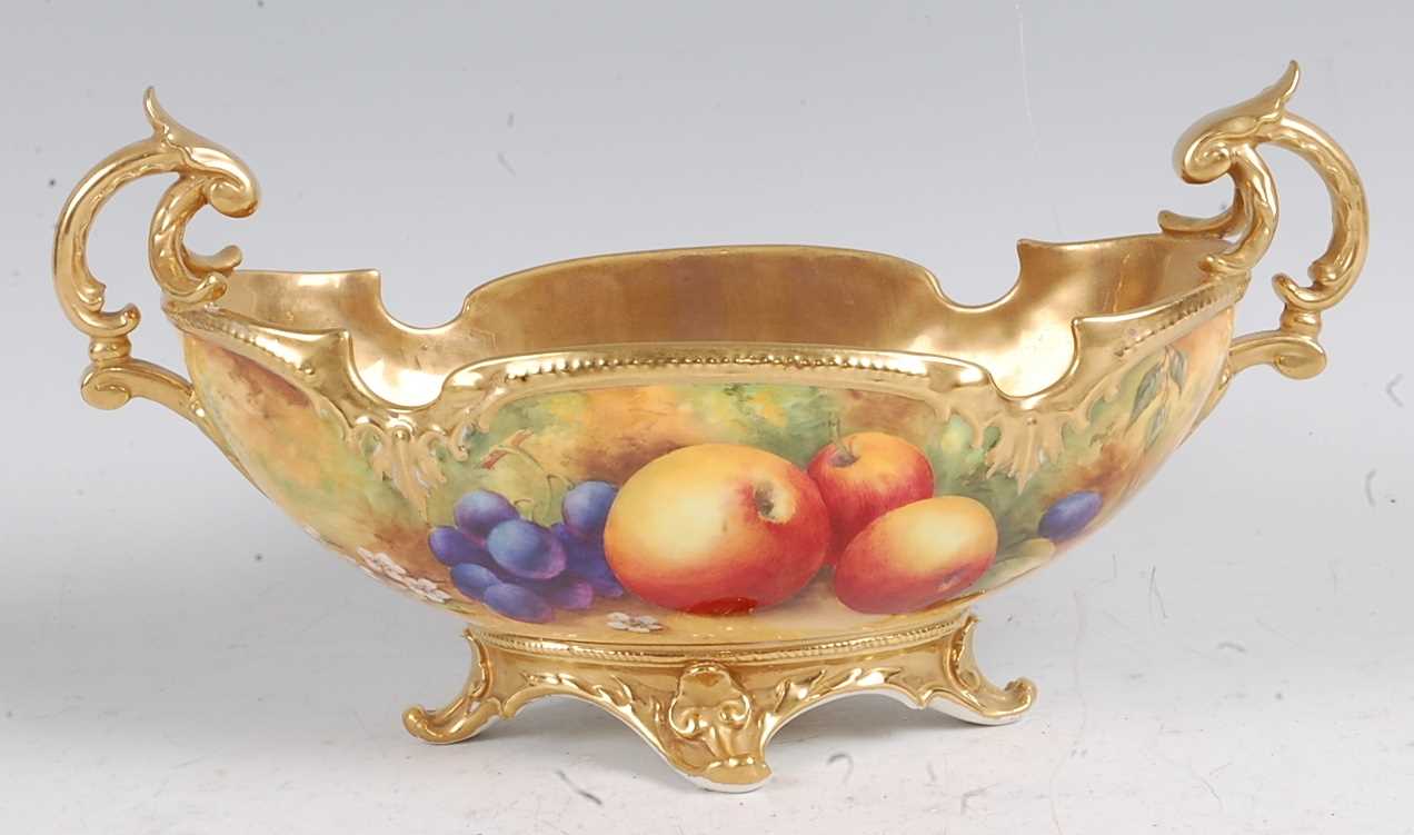 Lot 1022 - A Royal Worcester twin handled footed bowl,...