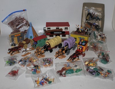 Lot 702 - Timpo Toys, large group unboxed wild west...