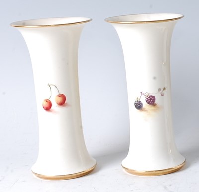Lot 1041 - A pair of Worcester porcelain specimen vases,...