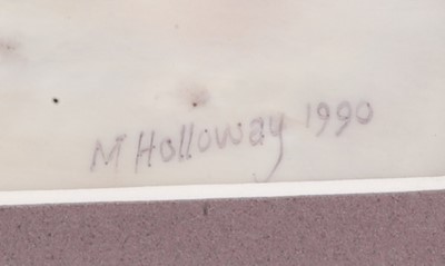 Lot 1054 - Milwyn Holloway - Stag in a winter landscape,...