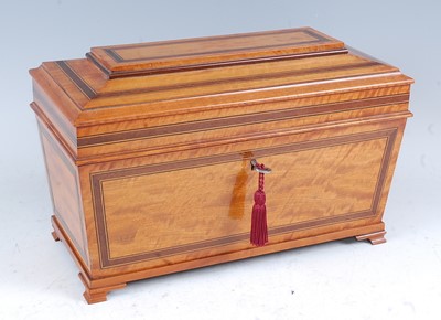 Lot 1259 - A late Victorian satinwood tea caddy, of...