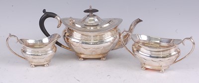 Lot 1116 - A Walker & Hall silver three-piece tea set, in...