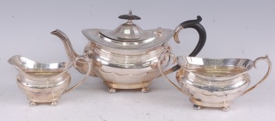 Lot 1116 - A Walker & Hall silver three-piece tea set, in...
