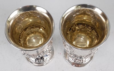 Lot 1124 - A pair of mid-Victorian silver pedestal...