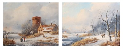 Lot 1306 - Jan van Hessel (Dutch b.1894) - Pair; Winter...