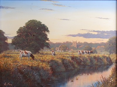 Lot 1322 - Edward Hersey (b.1948) - Cattle watering...