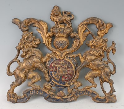 Lot 1254 - A Victorian cast iron architectural Royal Coat...