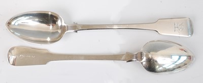 Lot 1136 - A pair of George IV silver stuffing spoons, in...