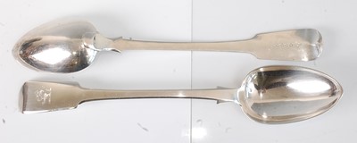 Lot 1136 - A pair of George IV silver stuffing spoons, in...