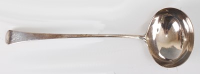 Lot 1138 - A George III silver soup ladle, in the Old...
