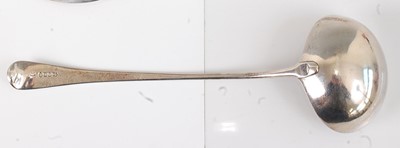 Lot 1138 - A George III silver soup ladle, in the Old...