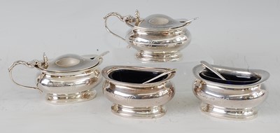 Lot 1148 - A Mappin & Webb silver four-piece cruet set,...