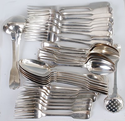 Lot 1142 - A silver harlequin cutlery suite, in the...
