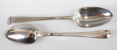 Lot 1144 - A pair of George III silver tablespoons, each...