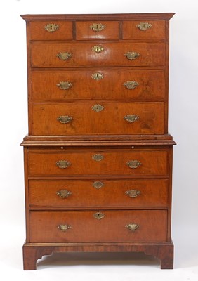 Lot 1449 - A mid-18th century walnut chest-on-chest, the...