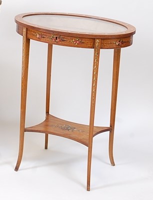 Lot 1477 - A Sheraton Revival painted satinwood...