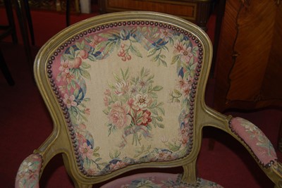 Lot 1394 - A pair of French giltwood fauteuil in the...