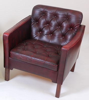 Lot 364 - A 1960s Danish burgundy leather upholstered...