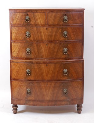 Lot 1436 - A late Regency mahogany bowfront...