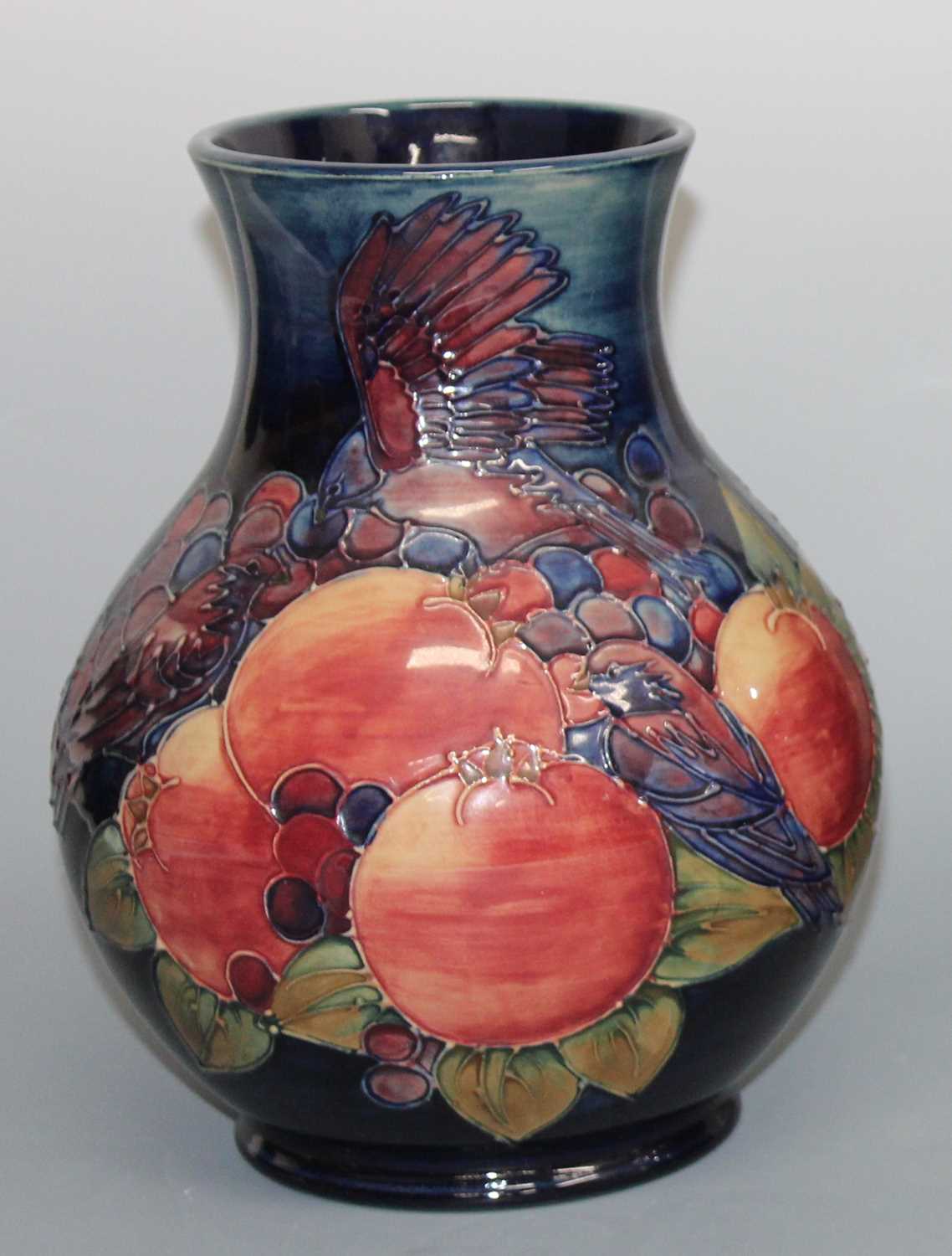 Lot 12 - A modern Moorcroft pottery vase in the Finches...