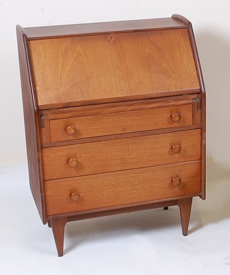 Lot 372 - A 1960s Danish teak slopefront writing bureau,...