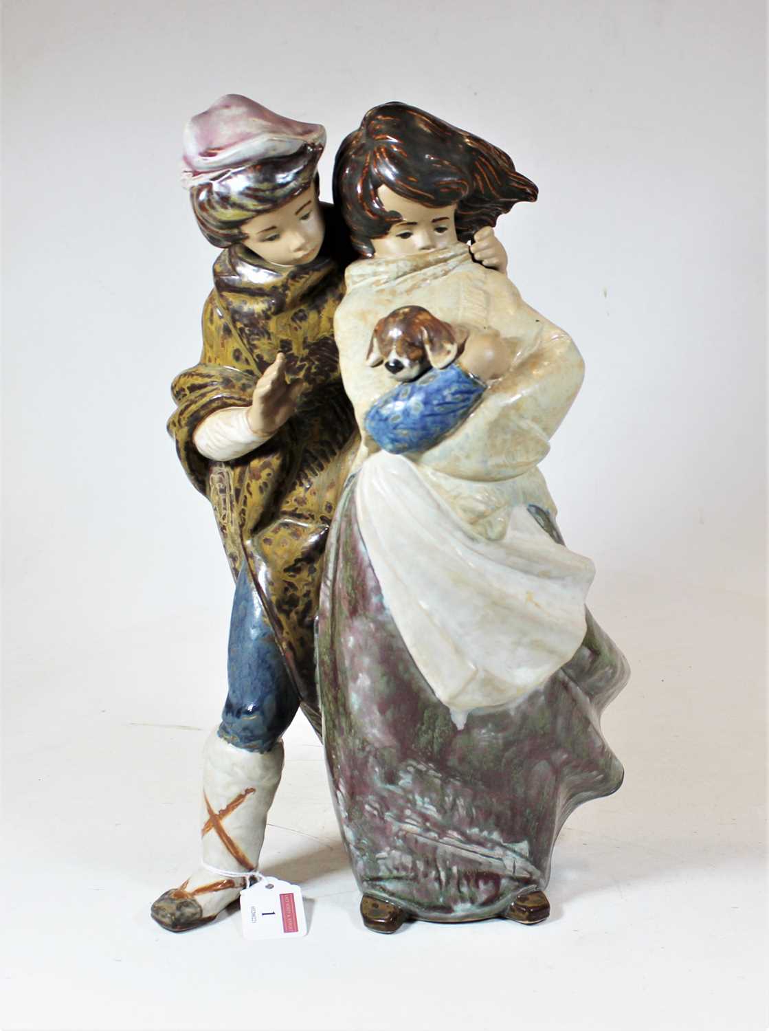 Lot 1 - A large Lladro figure group of a boy and girl,...