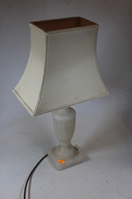 Lot 13 - A carved alabaster table lamp, of fluted urn...