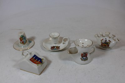 Lot 65 - A box of assorted crested cabinet china, to...