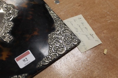 Lot 92 - A George V tortoiseshell desk blotter, having...