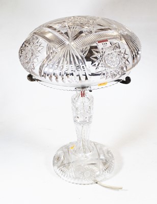 Lot 114 - A large cut glass mushroom shaped table lamp,...