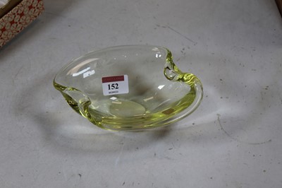 Lot 152 - A yellow tinted glass table bowl, etched with...