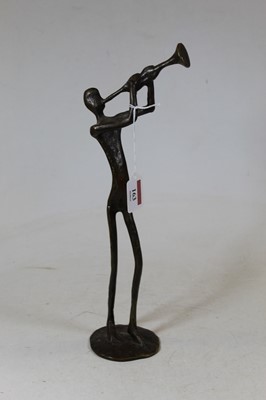 Lot 163 - A contemproary bronzed model of a trumpet...