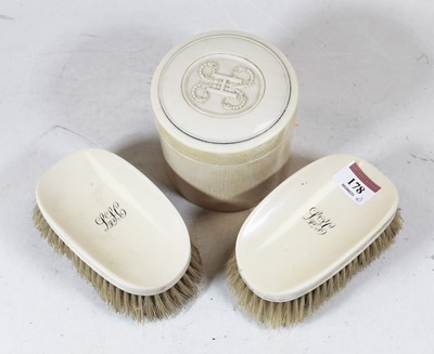 Lot 178 - A pair of Victorian ivory backed hand brushes,...