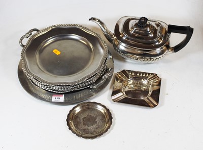 Lot 198 - A George V silver plated teapot of squat oval...