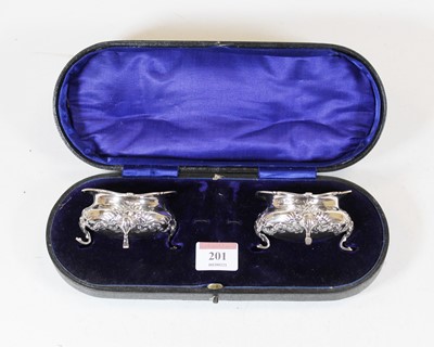 Lot 201 - A pair of late Victorian silver open salts,...