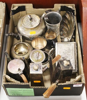 Lot 206 - A box of miscellaneous metalware to include a...
