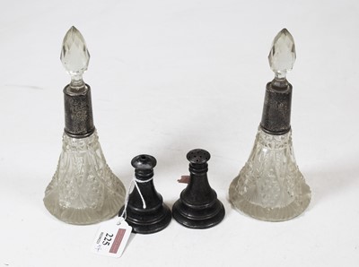Lot 225 - A pair of cut glass trumpet shaped scent...
