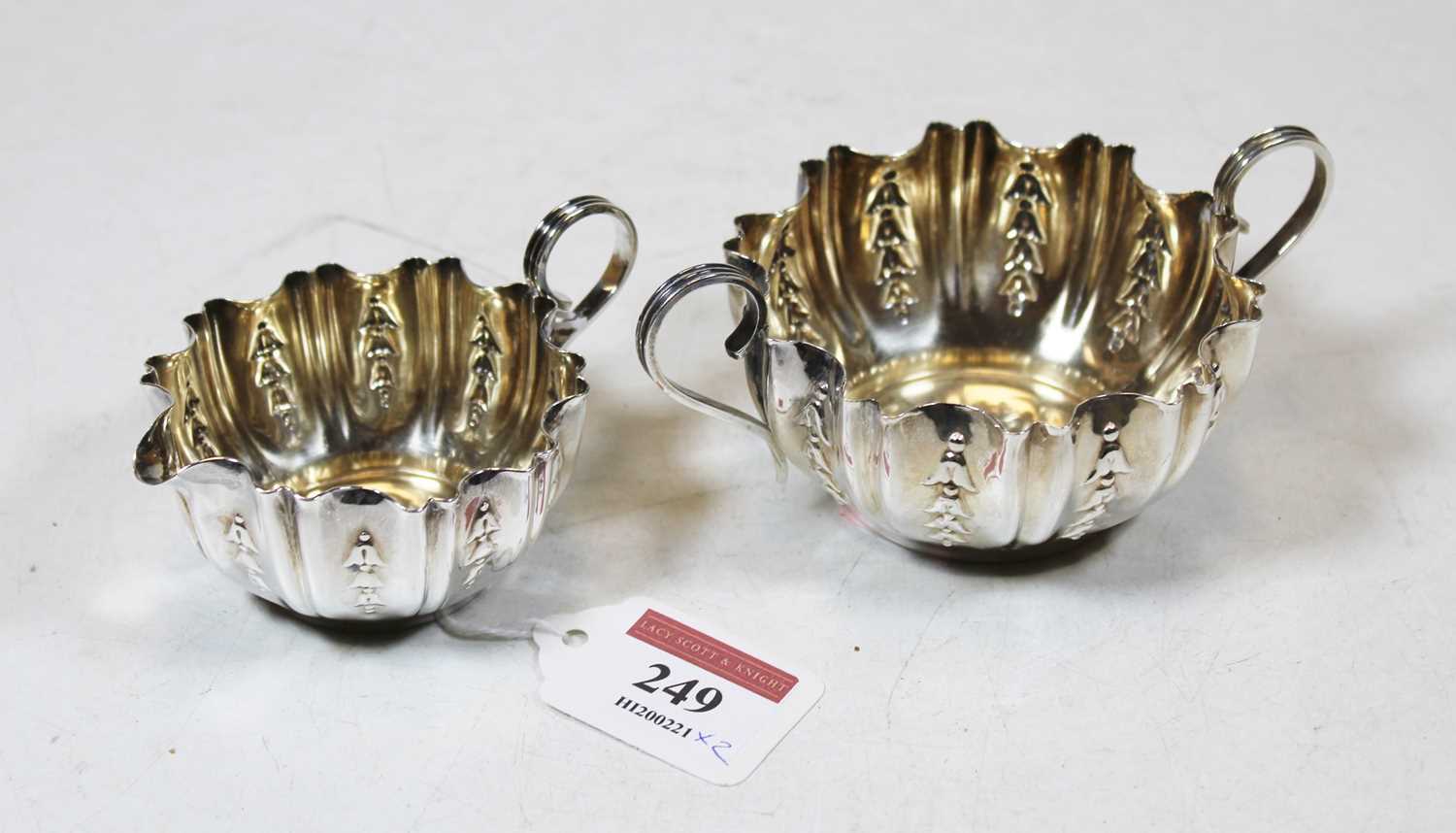 Lot 249 - An Edwardian silver sugar bowl, of pinched...