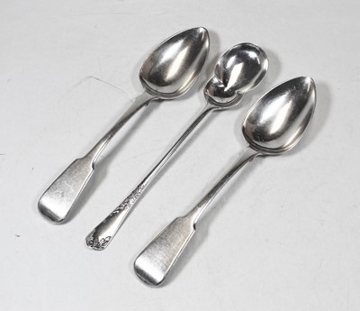 Lot 260 - A pair of George III silver serving spoons in...