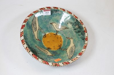 Lot 313 - A studio pottery bowl, the centre decorated...